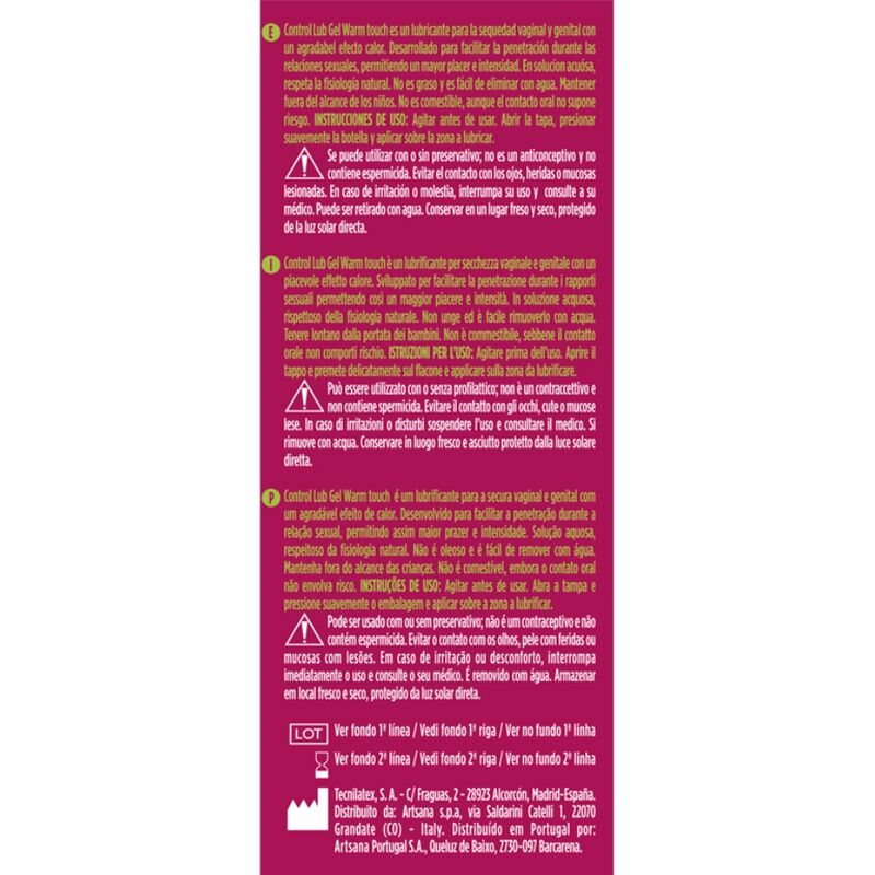 CONTROL - LUB GEL LUBRICANTE EFECTO CALOR 75 ML - Imagen 2