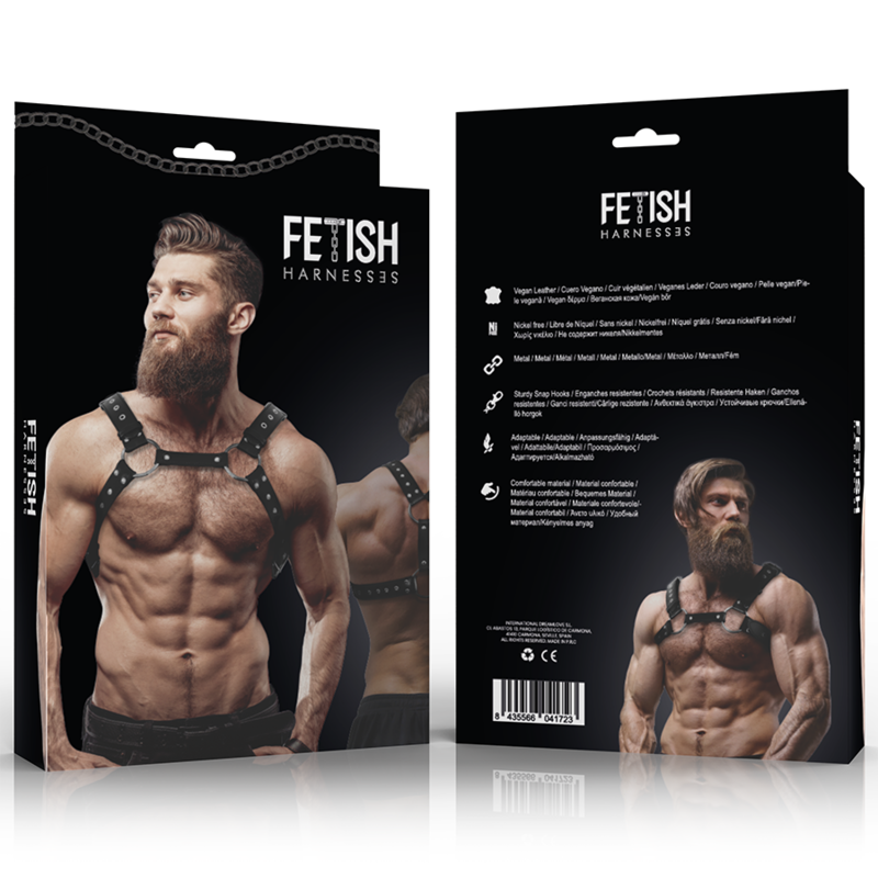 FETISH SUBMISSIVE ATTITUDE - ARNÉS ECOPIEL PECHO CON TACHUELAS HOMBRE - Imagen 2