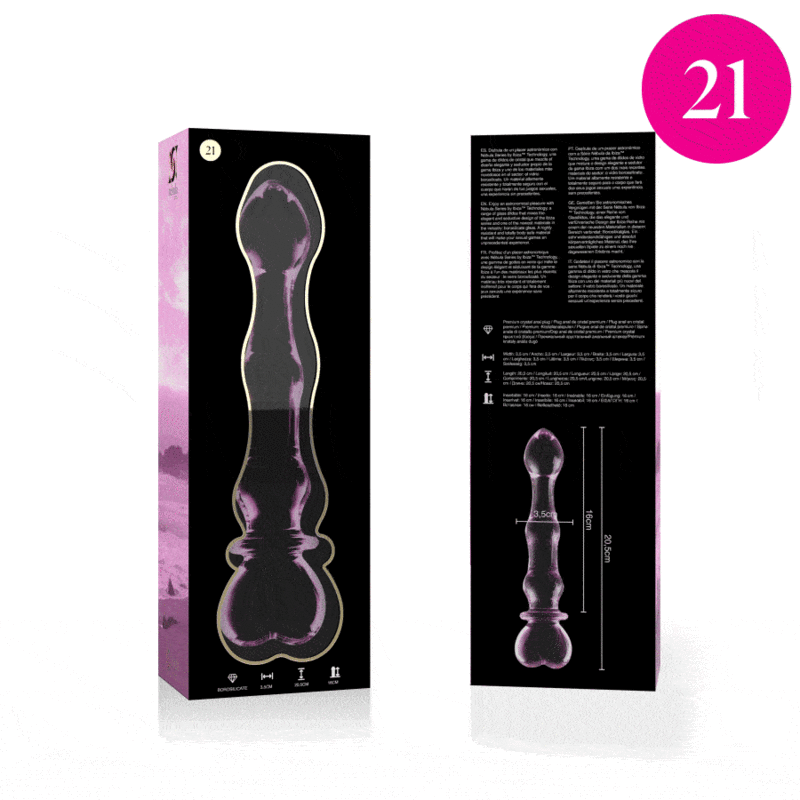 NEBULA SERIES BY IBIZA - MODELO 21 DILDO CRISTAL ROSA 20.5 CM -O- 3.5 CM - Imagen 4