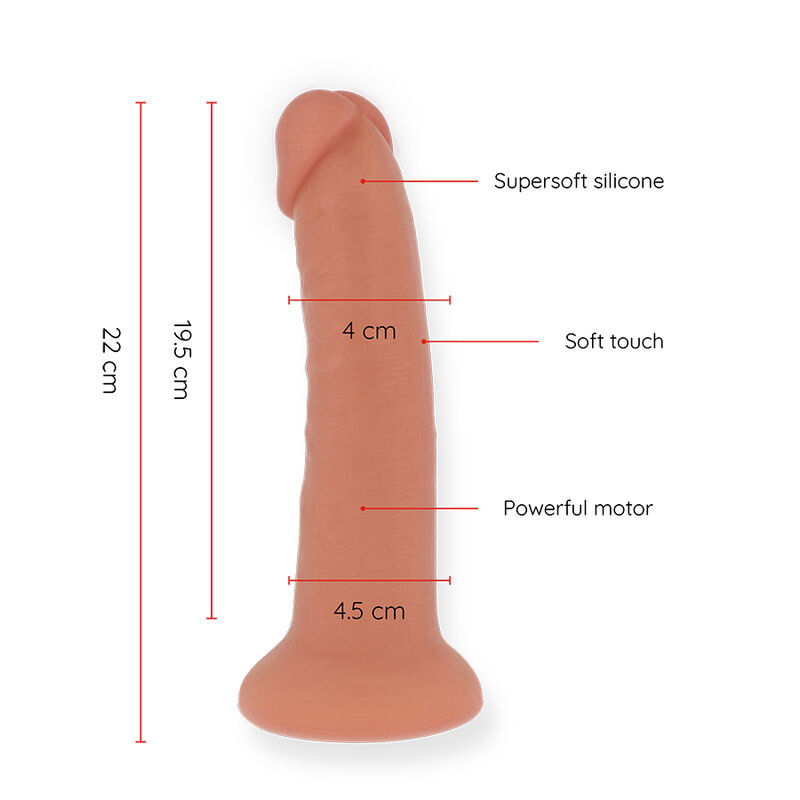 ONINDER - LARGE BOGOTÁ DILDO VIBRADOR 9 VELOCIDADES NATURAL 22 CM -O- 4.5 CM - APP GRATUITA - Imagen 3