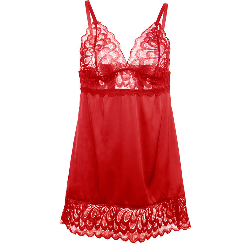 SUBBLIME - BABYDOLL SATINADO CON ENCAJE ROJO L/XL - Imagen 4