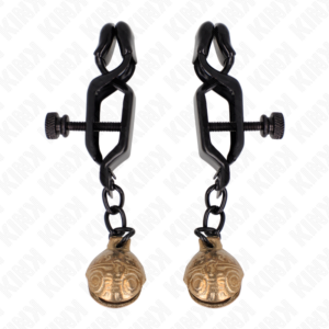 KINK - PINZAS PARA PEZONES PLANAS NEGRO CON CASCABEL 7 CM