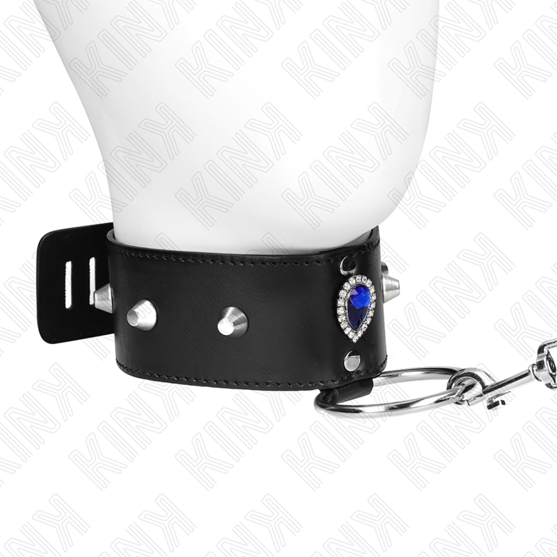 KINK - COLLAR CON CORREA 65 CM CON DIAMANTES AZULES AJUSTABLE 36-43 CM X 5 CM - Imagen 3