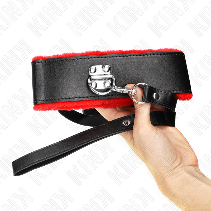 KINK - COLLAR CON CORREA 116 CM DE PIEL ROJO AJUSTABLE 40-48 CM X 6 CM - Imagen 2