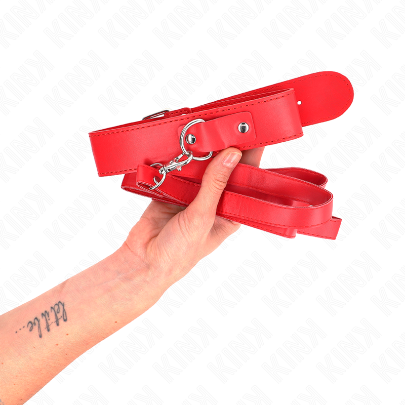 KINK - COLLAR CON CORREA 116 CM FINO ROJO AJUSTABLE 32-50 CM X 8 CM - Imagen 3