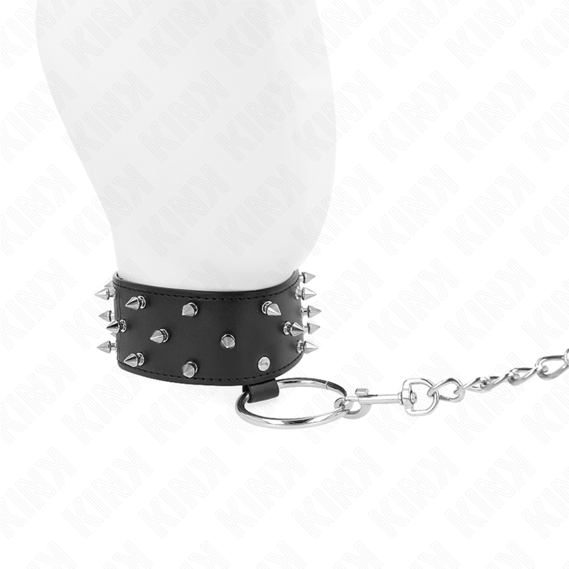 KINK - COLLAR CON CORREA 65 CM CON TACHUELAS PLATEADAS MODELO 5 AJUSTABLE 36-43 CM X 5 CM - Imagen 3
