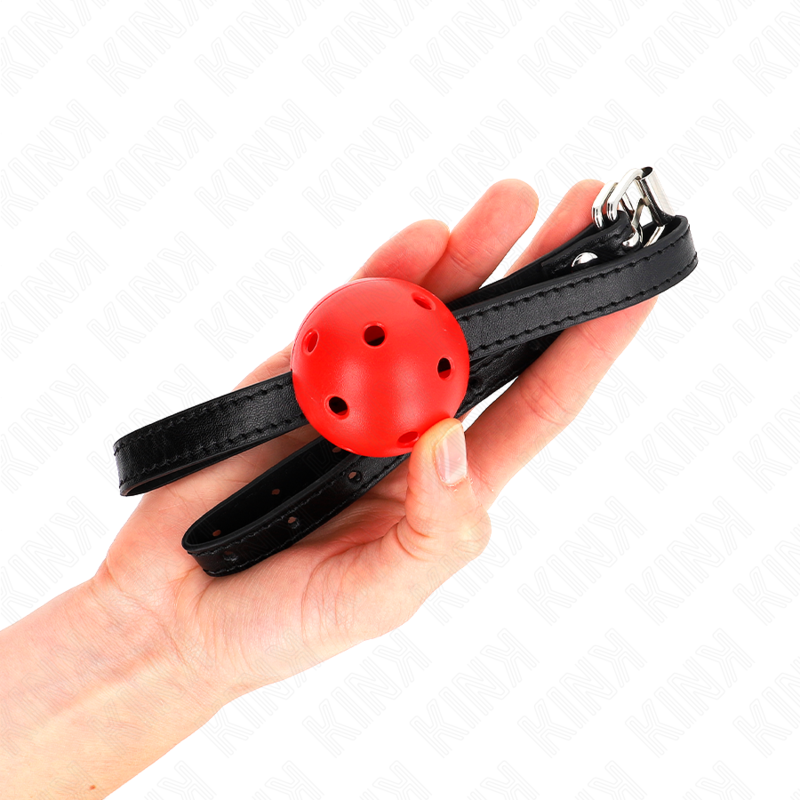 KINK - MORDAZA DE BOLA 4.5 CM TRANSPIRABLE SIMPLICITY ROJO 62 x 1.5 CM - Imagen 3