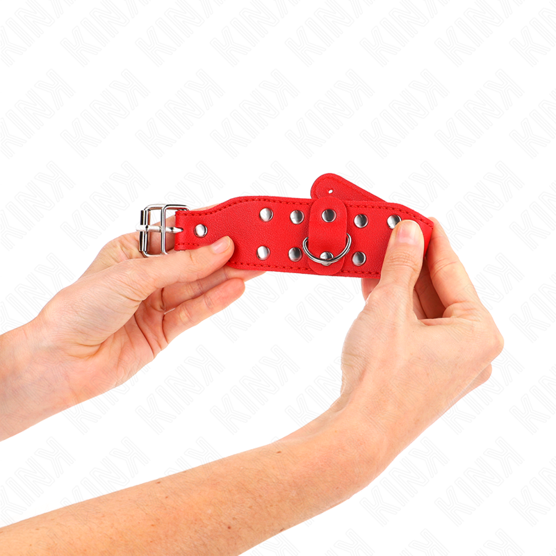 KINK - MUÑEQUERAS CON DOBLE LÍNEA DE TACHUELAS AJUSTABLE ROJO - Imagen 4