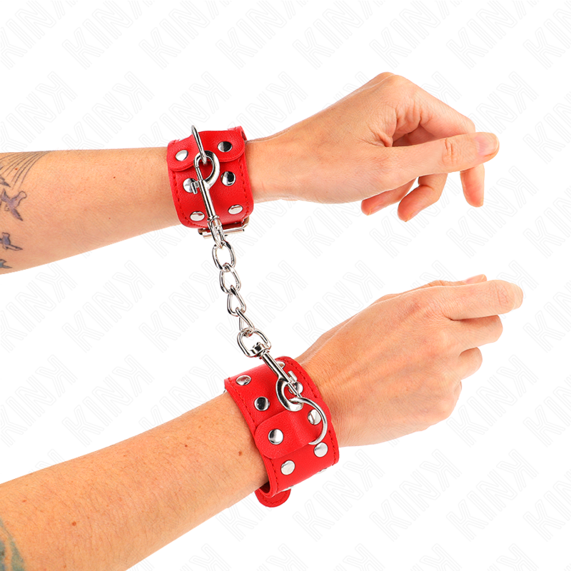 KINK - MUÑEQUERAS CON DOBLE LÍNEA DE TACHUELAS AJUSTABLE ROJO - Imagen 3