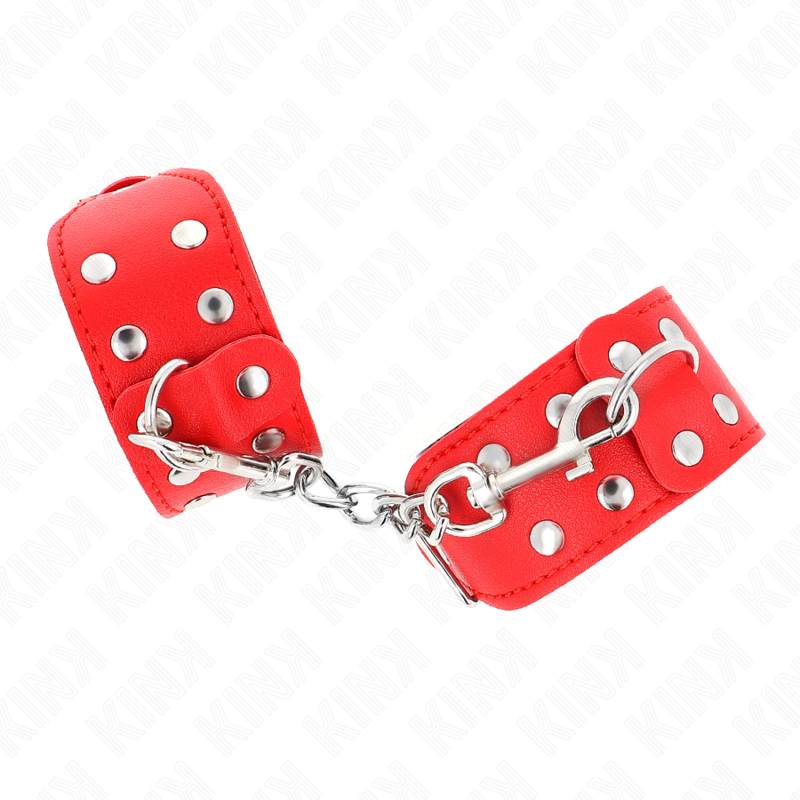 KINK - MUÑEQUERAS CON DOBLE LÍNEA DE TACHUELAS AJUSTABLE ROJO - Imagen 2