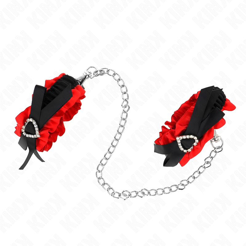 KINK - MUÑEQUERAS ELÁSTICAS DE ENCAJE CON DETALLE CORAZÓN ROJO AJUSTABLE 22-35 CM - Imagen 2