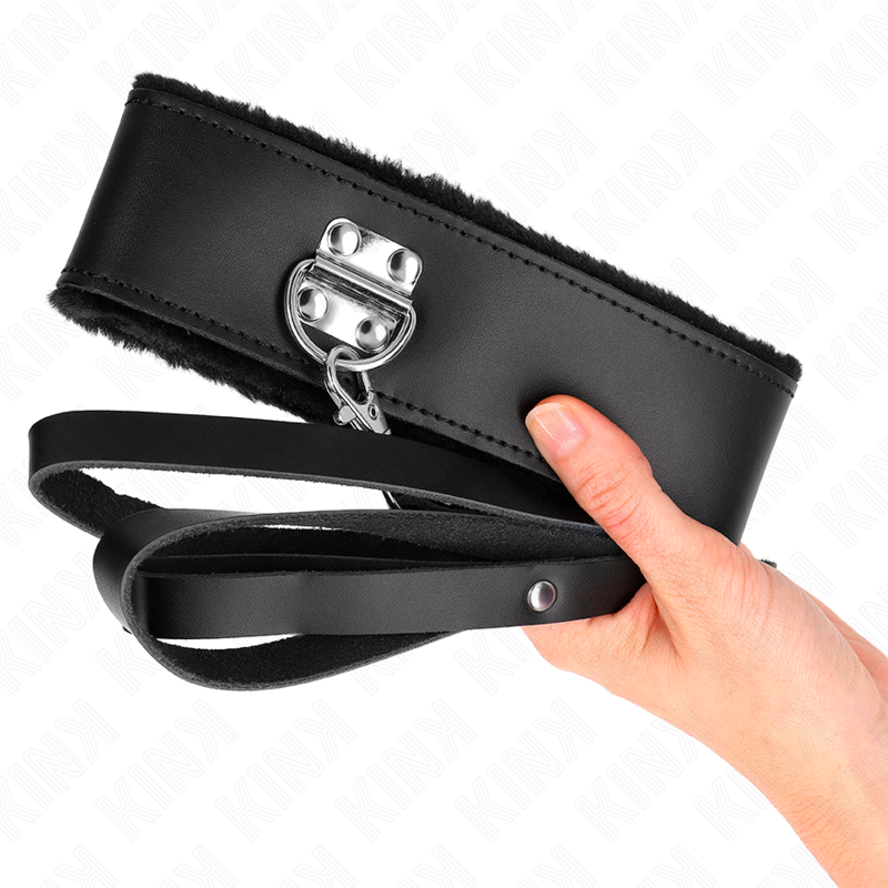 KINK - COLLAR CON CORREA 116 CM DE PIEL NEGRO AJUSTABLE 40-48 CM X 6 CM - Imagen 3