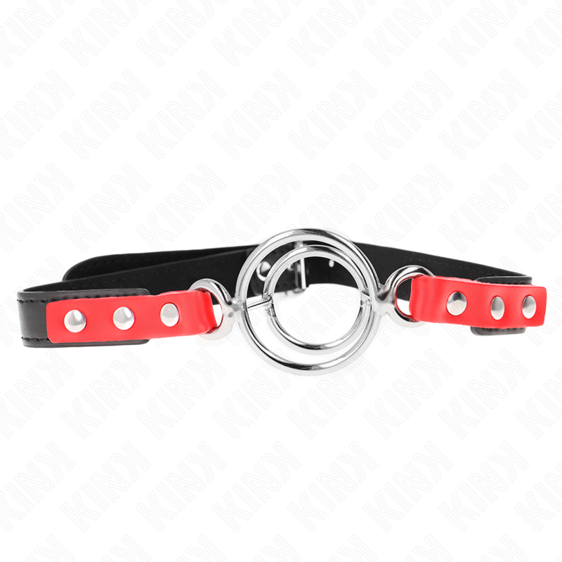 KINK - MORDAZA CON MÚLTIPLES JUNTAS TÓRICAS 4 / 4.8 CM ROJO AJUSTABLE 38 X 56 CM - Imagen 2