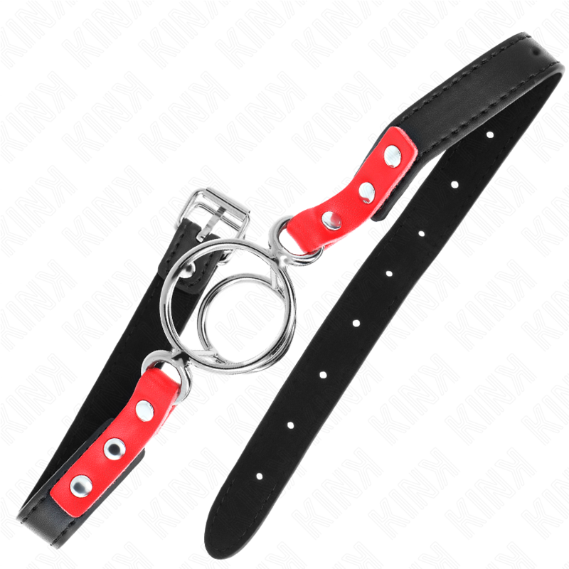 KINK - MORDAZA CON MÚLTIPLES JUNTAS TÓRICAS 4 / 4.8 CM ROJO AJUSTABLE 38 X 56 CM - Imagen 3