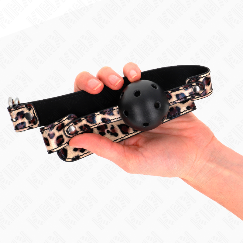 KINK - MORDAZA DE BOLA 4.5 CM TRANSPIRABLE LEOPARDO 65 x 2.5 CM - Imagen 3