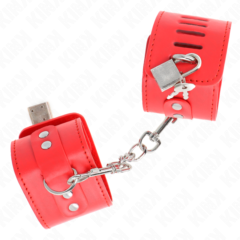 KINK - MUÑEQUERAS CON CIERRE CANDADO ROJO AJUSTABLE 16-23 CM X 5.5 CM - Imagen 3
