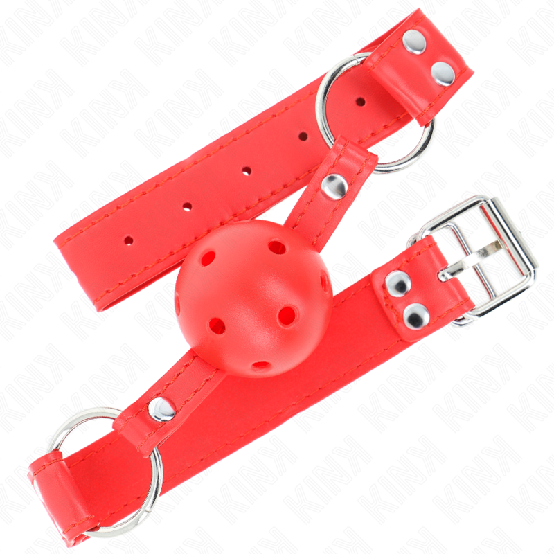KINK - MORDAZA DE BOLA 4.5 CM DURA HUECA ROJO COMPLETA 62 x 2 CM - Imagen 2