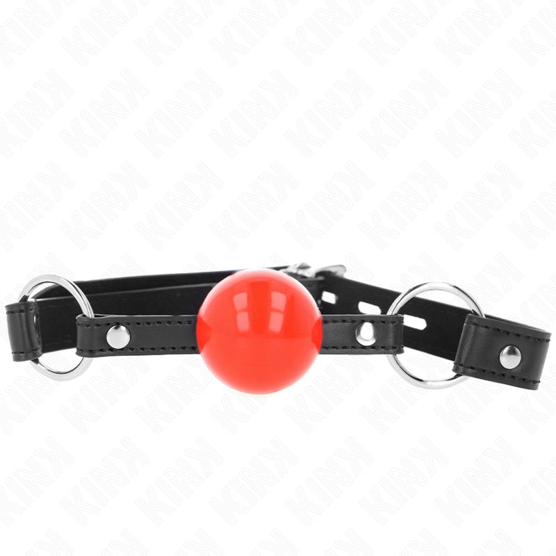 KINK - MORDAZA DE BOLA 4 CM CON CANDADO BOLA ROJA CORREA NEGRA 60 x 2 CM - Imagen 3