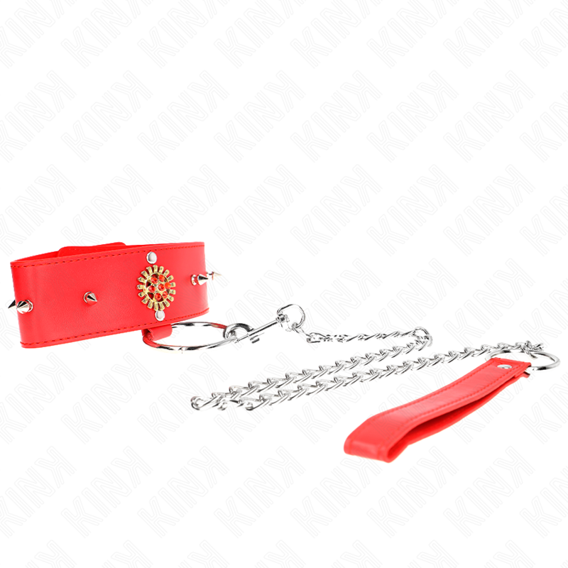 KINK - COLLAR CON CORREA 65 CM CUELLO DE DIAMANTES ROJO AJUSTABLE 35-51 CM X 7 CM - Imagen 3