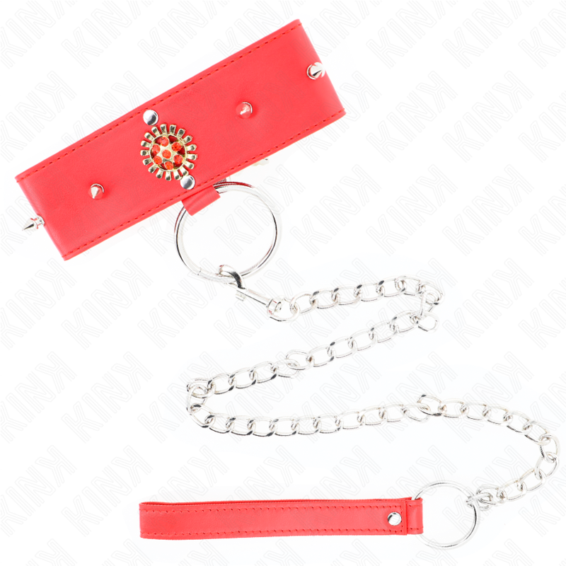 KINK - COLLAR CON CORREA 65 CM CUELLO DE DIAMANTES ROJO AJUSTABLE 35-51 CM X 7 CM - Imagen 2
