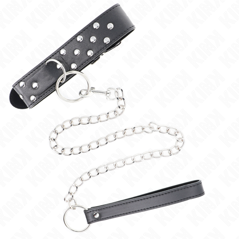 KINK - COLLAR CON CORREA 65 CM REMACHE ANILLA NEGRO AJUSTABLE 36-50 CM X 3.8 CM - Imagen 2