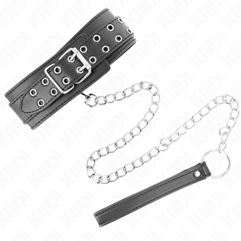 KINK - COLLAR CON CORREA 65 CM HEBILLAS PLATEADAS AJUSTABLE 33-46 CM X 5.5 CM - Imagen 2