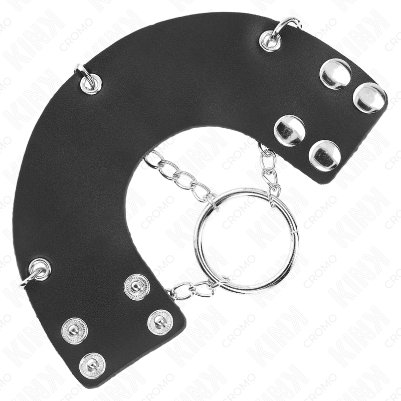 KINK - ANILLO PENE 4 CM CADENA 7 CM METAL CON CINTURÓN CUERO - Imagen 4