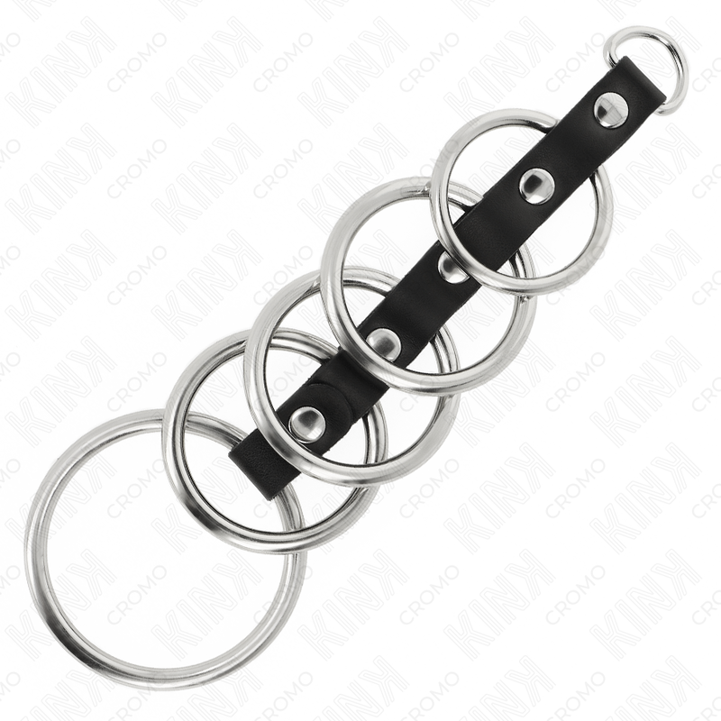 KINK - 5 ANILLOS PENE METAL 3.2 CM A 5 CM CONECTADOS POR POLIPIEL - Imagen 4