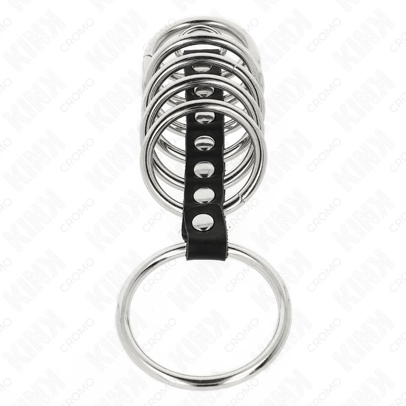 KINK - 7 ANILLOS PENE METAL 3.2 CM A 5 CM CONECTADOS POR POLIPIEL - Imagen 3