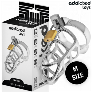 ADDICTED TOYS LOCKED - SILVER LOCK JAULA PARA PENE DE METAL TALLA M