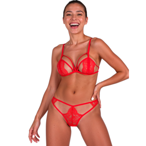 PASSION - ANUVERA SET SUJETADOR + TANGA ROJO S/M