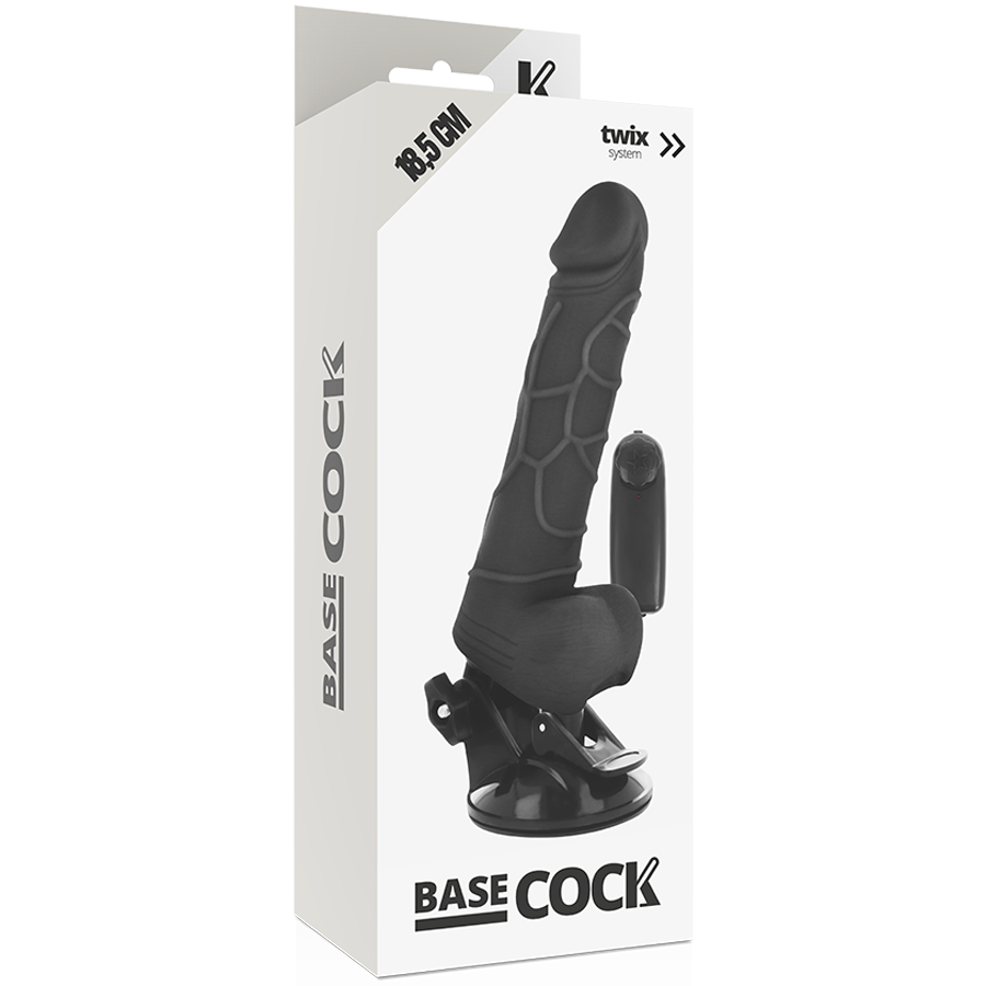 BASECOCK - VIBRADOR REALÍSTICO CONTROL REMOTO NEGRO 18.5 CM -O- 4CM - Imagen 4